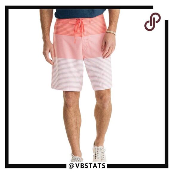 SOUTHERN TIDE  Men's Verigated Stripe Water Short Red/Pink/White Size Medium - Picture 1 of 8